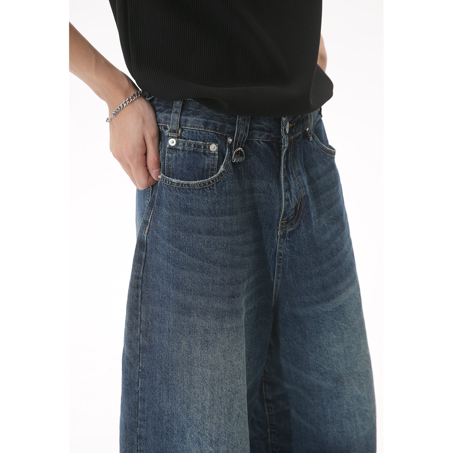 Horn Denim Cropped Pants Men