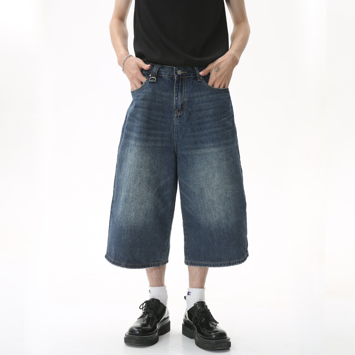 Horn Denim Cropped Pants Men